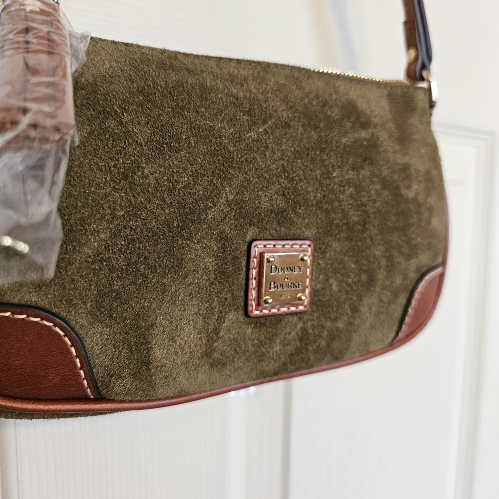 Dooney & Burke Suede Slim Crossbody Leather Equestrian Inspired Bag - Picture 2 of 13